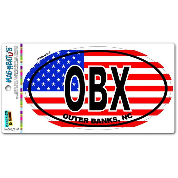 OBX Outer Banks NC Flag - United States Of America Euro Oval MAG-NEATO'S(TM) Car/Refrigerator Magnet