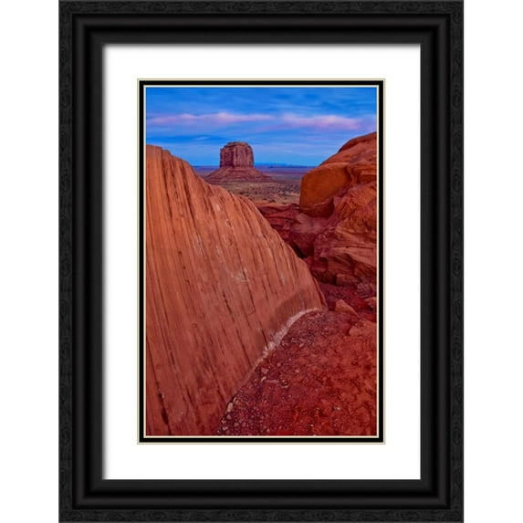 OBrien, Jay 11x14 Black Ornate Wood Framed with Double Matting Museum Art Print Titled - USA, Utah Eroded sandstone formations at sunset