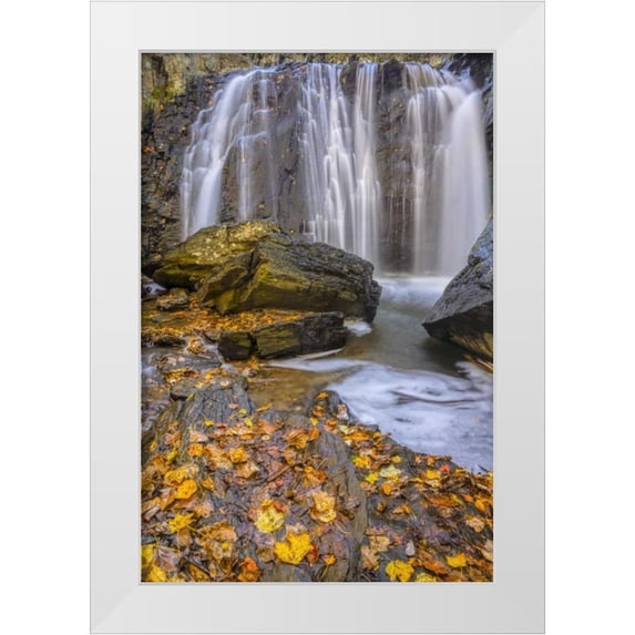 OBrien, Jay 11x14 White Modern Wood Framed Museum Art Print Titled - Virginia, McLean Waterfall in Great Falls SP