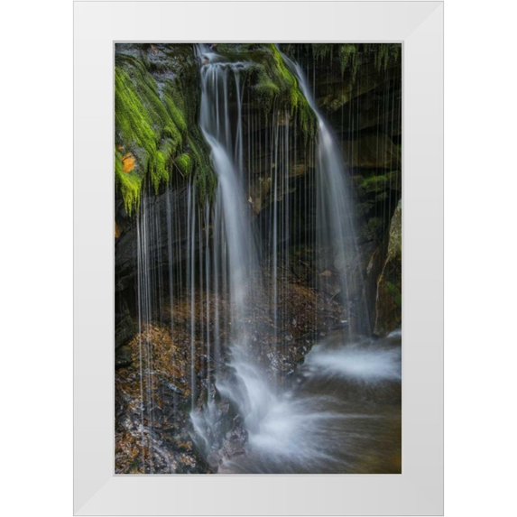 OBrien, Jay 13x18 White Modern Wood Framed Museum Art Print Titled - Pennsylvania Waterfall in Ricketts Glen SP
