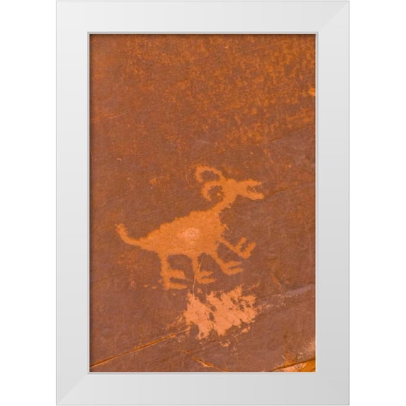 OBrien, Jay 13x18 White Modern Wood Framed Museum Art Print Titled - UT, Monument Valley NP Petroglyph etching