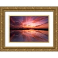 thumbnail image 1 of OBrien, Jay 14x11 Gold Ornate Wood Framed with Double Matting Museum Art Print Titled - New Jersey, Cape May Sunset reflection on water, 1 of 4