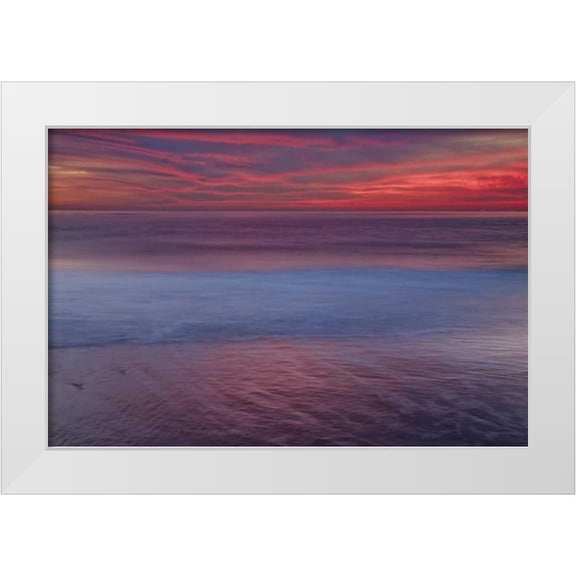 OBrien, Jay 14x11 White Modern Wood Framed Museum Art Print Titled - New Jersey, Cape May Sunrise on ocean shore