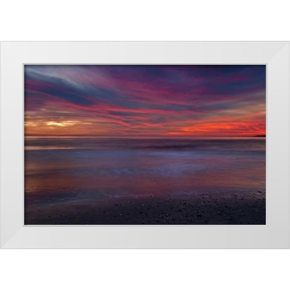 OBrien, Jay 14x11 White Modern Wood Framed Museum Art Print Titled - New Jersey, Cape May Sunrise on ocean shore