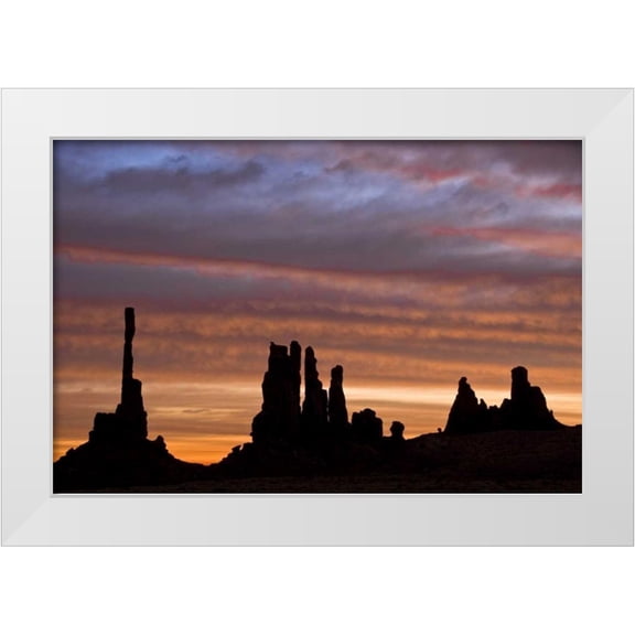 OBrien, Jay 14x11 White Modern Wood Framed Museum Art Print Titled - UT, Monument Valley NP Totem pole formations