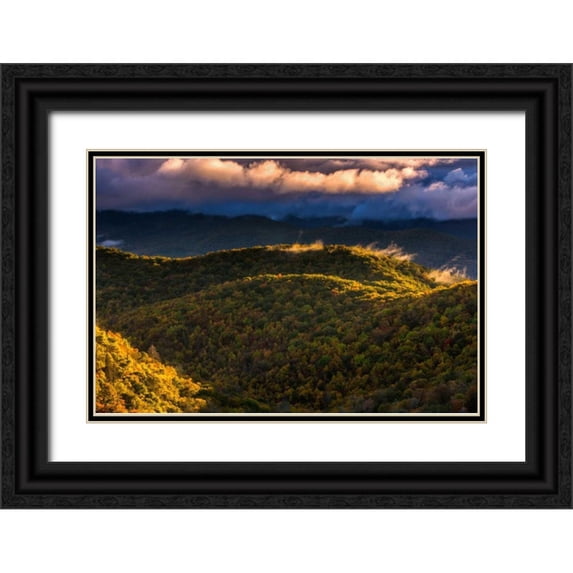 OBrien, Jay 18x13 Black Ornate Wood Framed with Double Matting Museum Art Print Titled - NC, Brevard Autumn landscape in Pisgah NF
