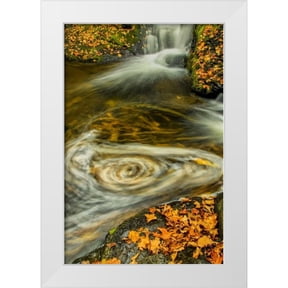 OBrien, Jay 23x32 White Modern Wood Framed Museum Art Print Titled - PA, Delaware, Water gap NRA Waterfall and pool