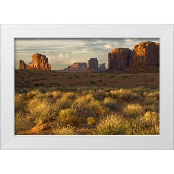 OBrien, Jay 24x17 White Modern Wood Framed Museum Art Print Titled - UT, Monument Valley landscape at sunrise