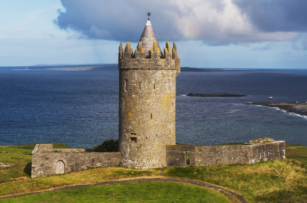 OBriens Tower near Doolin with Aran Island in the background County Clare Ireland Canvas Art - Carl Bruemmer Design Pics (19 x 12)