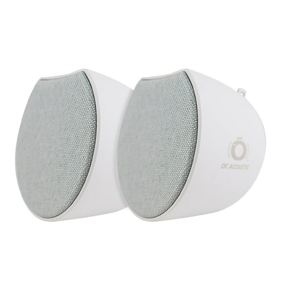 OC Acoustic Newport Plug-in Outlet Speaker with Bluetooth 5.1 and Built-in USB Type-A Charging Port - Pair (Gray/White)