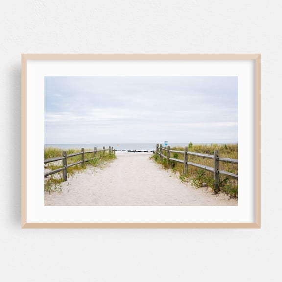 OC Atlantic - Ocean City New Jersey Photography Beach Coastal Ocean Boardwalk Nature Minimalist Beach House Oak Framed Wall Art Print 5 x 7 inches
