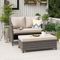thumbnail image 1 of JOIVI 2-Piece Outdoor Patio Furniture Wicker Love-seat and Coffee Table Set, with Built-in Storage Bin, Grey Rattan, Beige Cushions, 1 of 8