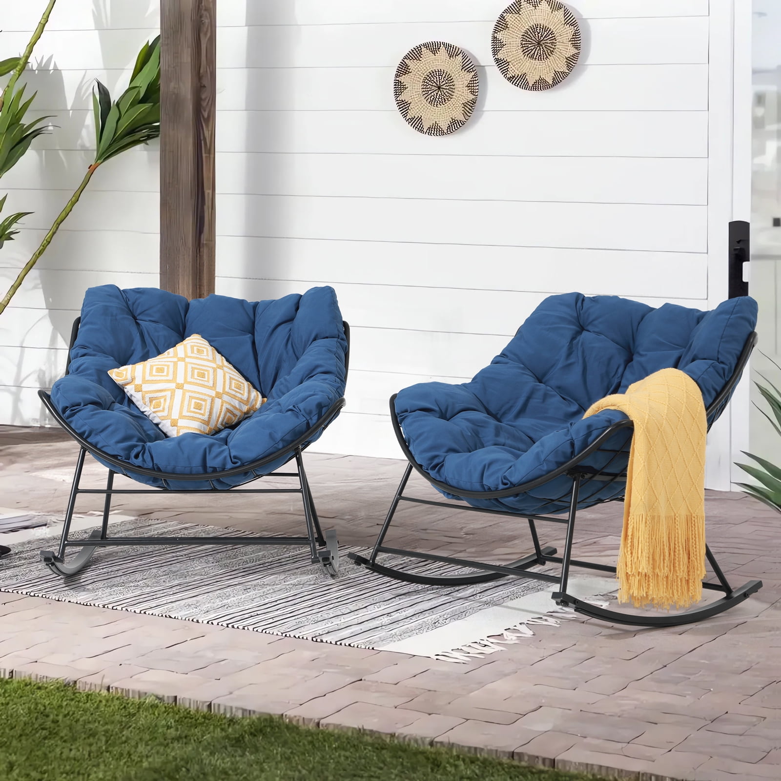 OC Orange-Casual 2-Piece Outdoor Rocking Chair Set, Weatherproof, Cozy ...