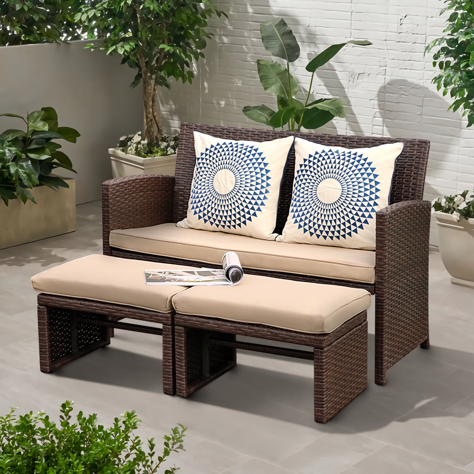 Rattan online patio loveseat