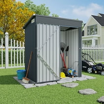 OC Orange-Casual 5' x 3' FT Outdoor Storage Shed, Metal Garden Tool Shed with Lockable Door, Outside Sheds & Storage Galvanized Steel, Black