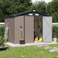 thumbnail image 1 of OC Orange-Casual 8' x 6' FT Outdoor Storage Shed, Metal Garden Tool Shed with Lockable Door, Outside Sheds & Storage Galvanized Steel, Brown, 1 of 9