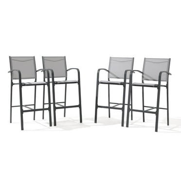 OC Orange-Casual Patio Bar Chair Set of 4, Outdoor & Indoor Bar Stools, All-Weather Aluminum Textile Fabric High Top Patio Dining Chairs, Grey