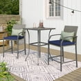 thumbnail image 1 of OC Orange-Casual Patio Bar Set, All-Weather Wicker, 2 Height Rattan Bar Stools with Wood Grain Top Coffee Table, for Porch, Garden, Bistro, Navy Blue Cushion, 3-Piece, 1 of 6