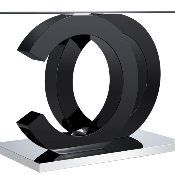 OC Shape Table Legs Only, Black MDF with Silver Base, Modern Luxury Dining Table Legs
