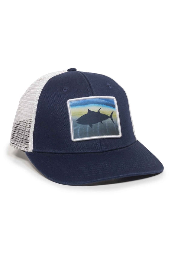 OC Sports BLUEFIN Cotton Twill Front Mesh Back Cap - Navy White