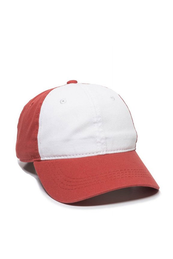 OC Sports GWT-111 Adjustable Strap Garment Wash Cotton Cap - White Nantucket Red Nantucket Red