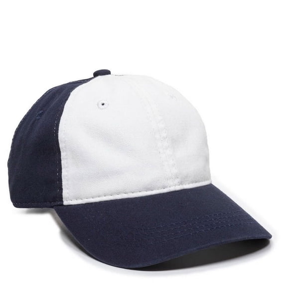 OC Sports GWT-111 Adjustable Strap Garment Wash Cotton Cap - White Navy