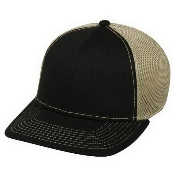 OC Sports MWS1125 Proflex Fit Sandwich Mesh Ball Cap - Black Khaki