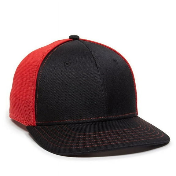 OC Sports OC12M Phenom Performance Twill Front Panel Cap -Black Red