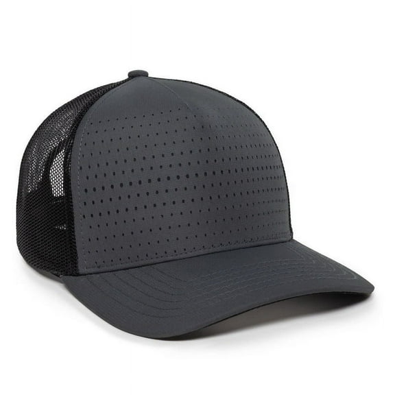 OC Sports OC502M Laser Perforated Font Panel Cap - Charcoal Black Black
