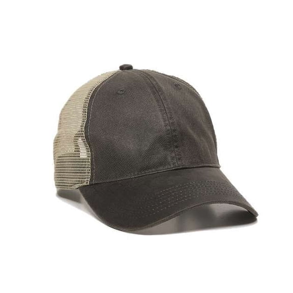 OC Sports WCV-100M Adjustable Mesh Back Weathered Look Cap - Charcoal Khaki
