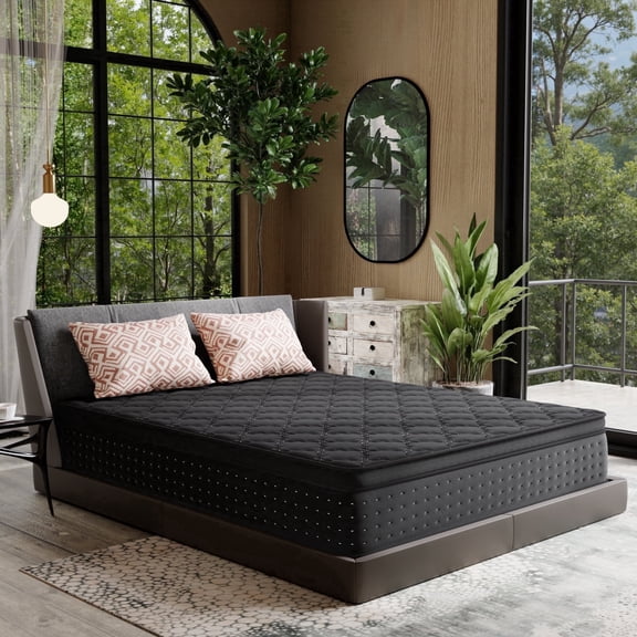 OCAMANY 10" Queen Hybrid Mattress in a Box, Memory Foam Mattress with Individually Wrapped Pocket Coils, Medium Firm Bed for Pressure Relief & Motion Isolation