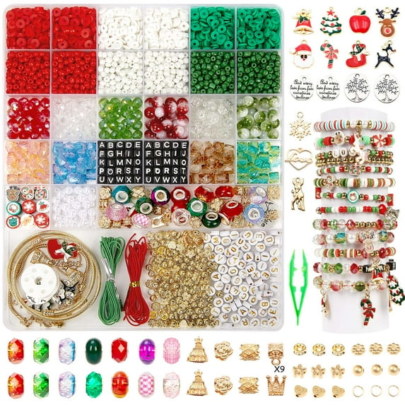OCARDI Bracelet Making Kit,Friendship Bracelet Kit for Jewelry Making,Clay Beads&Christmas European Beads for Girl Toys