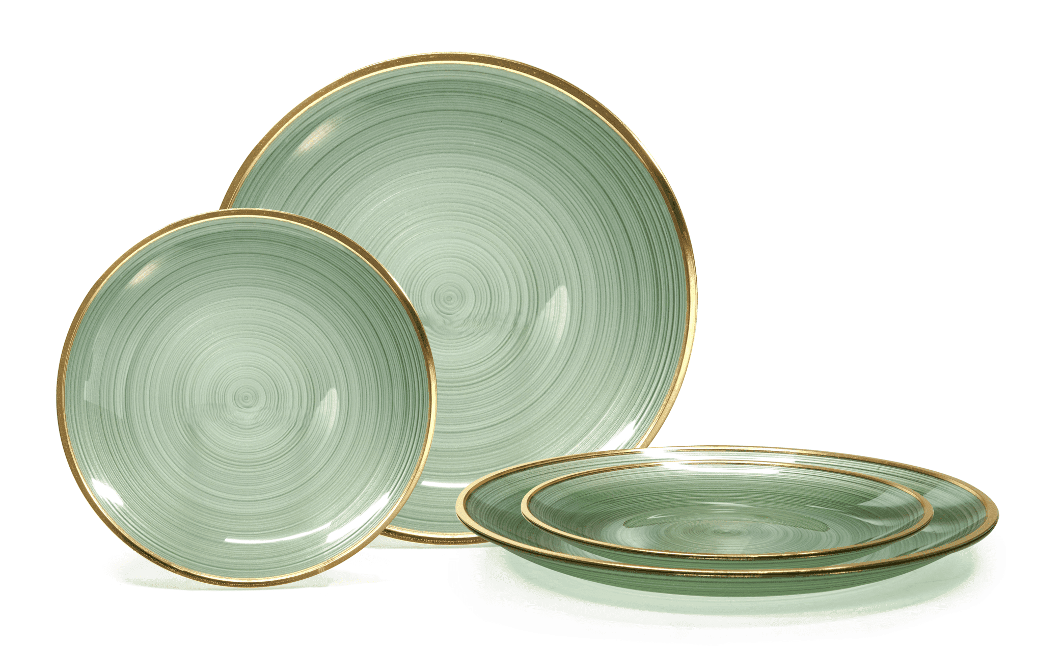" OCCASIONS " 100 Plates Pack,(50 Guests) Premium Wedding Party Disposable Plastic Plates Set -50 x 10'' Dinner + 50 x 7'' Salad / Dessert (Belize in Green & Gold)