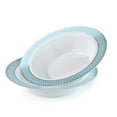 thumbnail image 1 of " OCCASIONS " 120 Pieces Pack, Disposable Wedding Party Plastic Bowls (12 oz Soup Bowl, Venice in White / Blue & Silver), 1 of 4