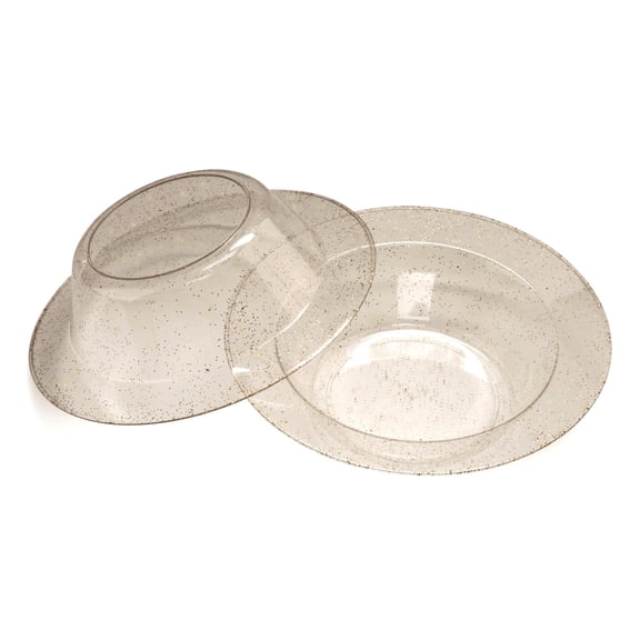" OCCASIONS " 120 Pieces Pack, Heavyweight Wedding Party Disposable Plastic Dessert Ice Cream Bowls (6 oz Ice cream bowls, Seasons in Clear with Gold Glitter)