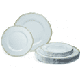 thumbnail image 1 of " OCCASIONS " 120 Plates Pack,(60 Guests) Heavyweight Premium Wedding Party Disposable Plastic Plates Set -60 x 10.25'' Dinner + 60 x 7.5'' Salad / Dessert (Rochelle Blue and Gold), 1 of 5