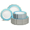 thumbnail image 1 of " OCCASIONS " 120 Plates Pack,(60 Guests) Heavyweight Wedding Party Disposable Plastic Plates -60 x 10.5'' Dinner + 60 x 8'' Salad/Dessert Plate (Imperial Aqua/Gold)), 1 of 11