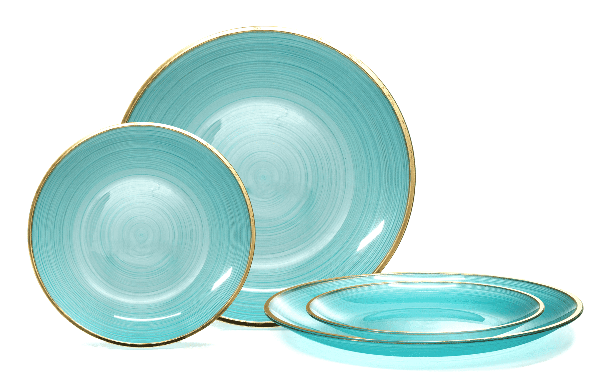 " OCCASIONS " 120 Plates Pack,(60 Guests) Premium Wedding Party Disposable Plastic Plates Set -60 x 10'' Dinner + 60 x 7'' Salad / Dessert (Belize, Aqua & Gold)