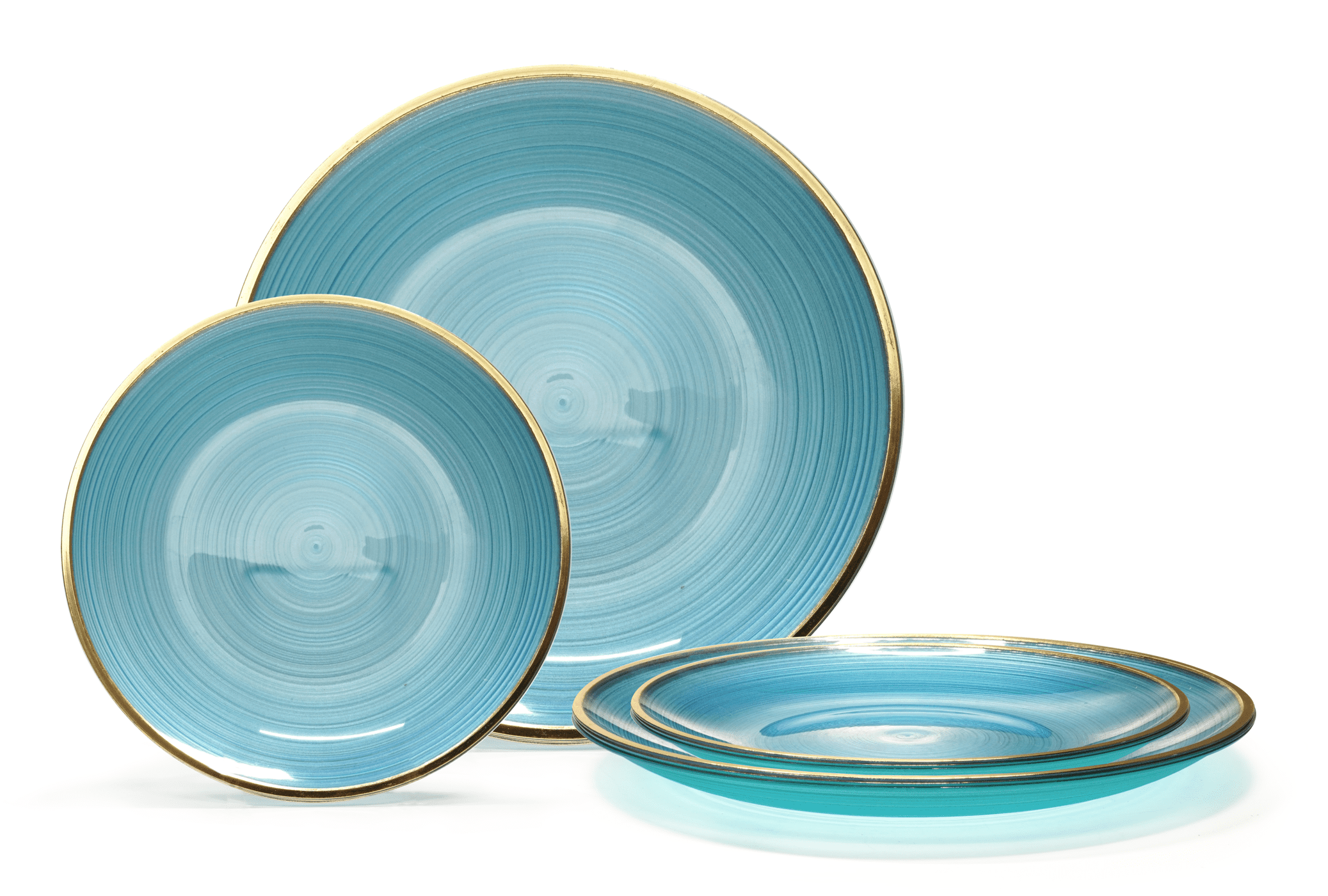 " OCCASIONS " 120 Plates Pack,(60 Guests) Premium Wedding Party Disposable Plastic Plates Set -60 x 10'' Dinner + 60 x 7'' Salad / Dessert (Belize in Blue & Gold)