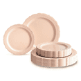 thumbnail image 1 of " OCCASIONS " 120 Plates Pack,(60 Guests) Vintage Wedding Party Disposable Plastic Plates Set -60 x 10'' Dinner + 60 x 7.5'' Salad / Dessert (Verona Blush / Antique Rose), 1 of 7