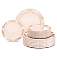 thumbnail image 1 of " OCCASIONS " 120 Plates Pack,(60 Guests) Vintage Wedding Party Disposable Plastic Plates Set -60x10.25'' Dinner+ 60x7.5'' Salad/Dessert Plate (Portofino Light Pink / Blush & Gold), 1 of 8