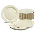 thumbnail image 1 of " OCCASIONS " 120 Plates Pack, Disposable Wedding Party Plastic Plates (10'' Dinner Plate, Verona in Ivory), 1 of 9