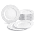 thumbnail image 1 of " OCCASIONS " 120 Plates Pack, Extra Heavyweight Vintage Wedding Party Disposable Plastic Plates (7'' Dessert Plate, Chateau in White), 1 of 9