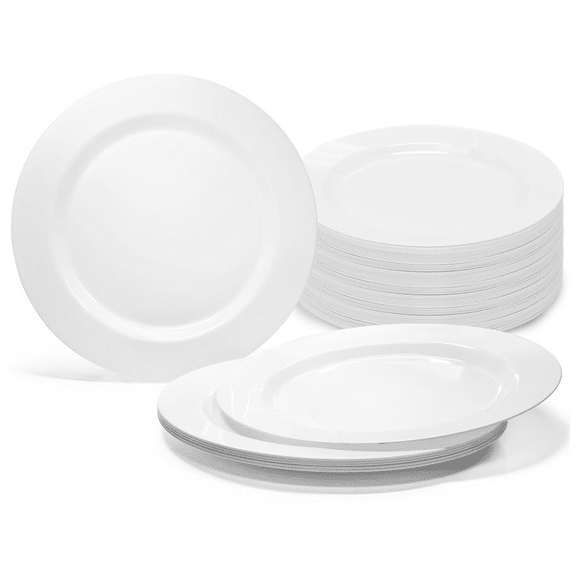 " OCCASIONS " 120 Plates Pack, Heavyweight Disposable Wedding Party Plastic Plates (6.25'' Dessert/Bread Plate, Plain White)