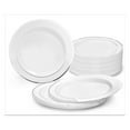thumbnail image 1 of OCCASIONS 120 Plates Pack, Heavyweight Disposable Wedding Party Plastic Plates (7.5'' Appetizer/Dessert Plate, White & Silver Rim), 1 of 8