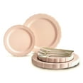 thumbnail image 1 of " OCCASIONS " 150 Piece set (25 Guests)-Vintage Wedding Plastic Plates & cutlery -Disposable Dinnerware 10'', 7.5'' + Silverware w/double fork (Verona Blush / Antique Rose), 1 of 2