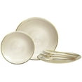 thumbnail image 1 of " OCCASIONS " 150 Piece set (25 Guests)-Wedding Plastic Plates & cutlery -Disposable Dinnerware 10'', 7'' + Gold Silverware w/double fork (Belize in Ivory & Gold), 1 of 9