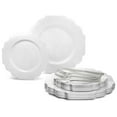 thumbnail image 1 of " OCCASIONS " 150 Piece set (25 Guests)-Wedding Plastic Plates & cutlery -Disposable heavyweight Dinnerware 10.5'', 8'' + Silverware w/double fork (Imperial in White), 1 of 9