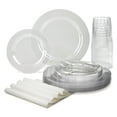 thumbnail image 1 of " OCCASIONS " 150pcs set (25 Guests)-Wedding Plastic Plates & cutlery -Disposable heavyweight Dinnerware 10.5'', 7.5'' + Silverware w/double fork (Plain Clear), 1 of 6