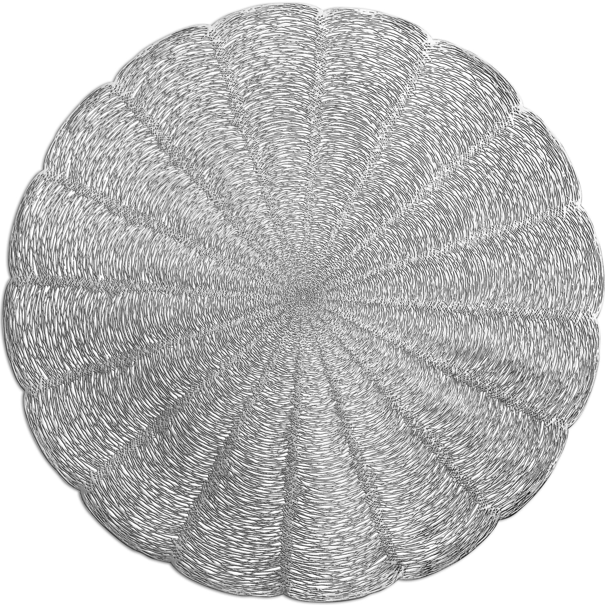 " OCCASIONS " 20 Pieces Pack / Centerpiece Placemats Washable Easy to Clean PVC Heat-resistand Woven Vinyl Table Mats (Bloom Shiny Silver)